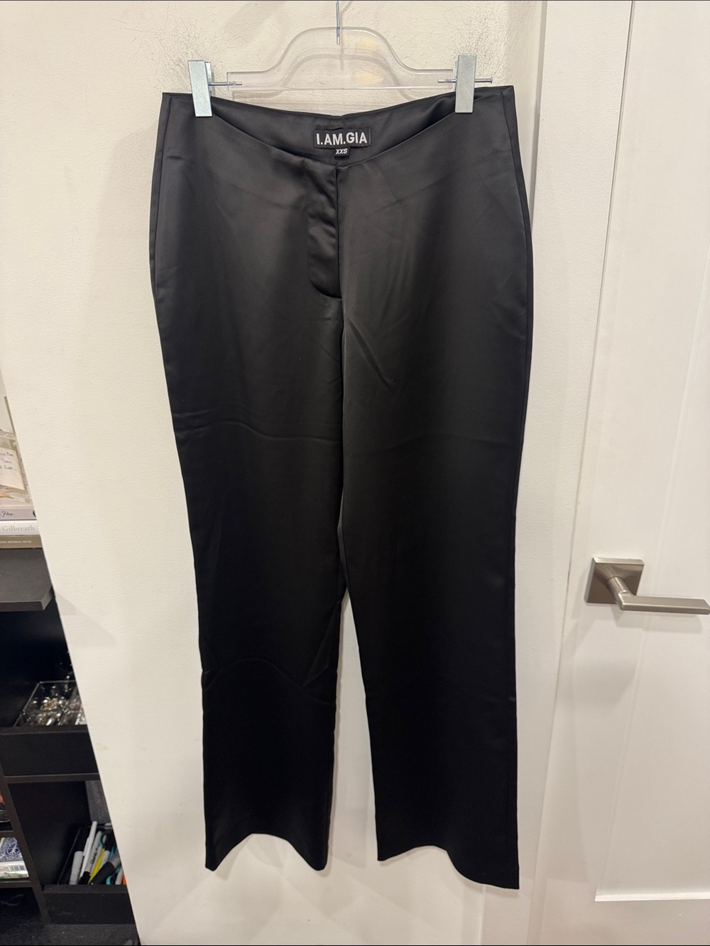 I.AM.GIA Black Satin Straight Pants